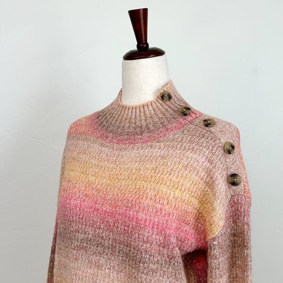 Talbots Mock Neck Button Detail Ombre Knit Sweater NWT - Picture 1 of 9